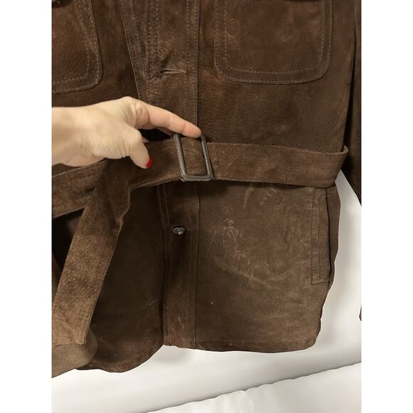 Victoria Leather Heavy Suede Nubuck Trucker Jacket Brown Western Cowboy Canada - Picture 2 of 11